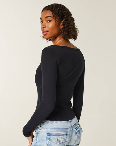 Long-Sleeve Scoop Top