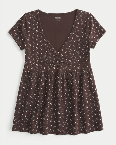 Short-Sleeve Banded Babydoll Top
