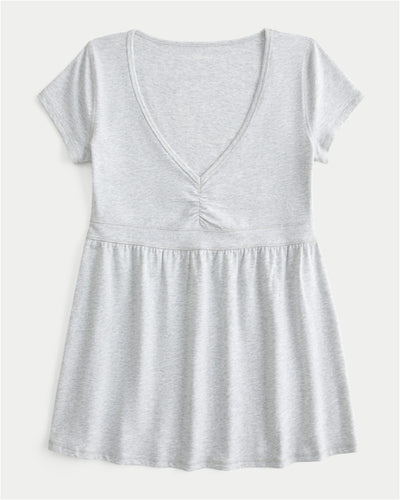 Short-Sleeve Banded Babydoll Top