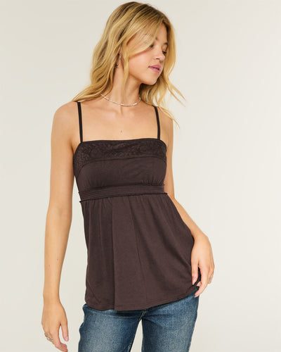 Easy Lace Trim Babydoll Top
