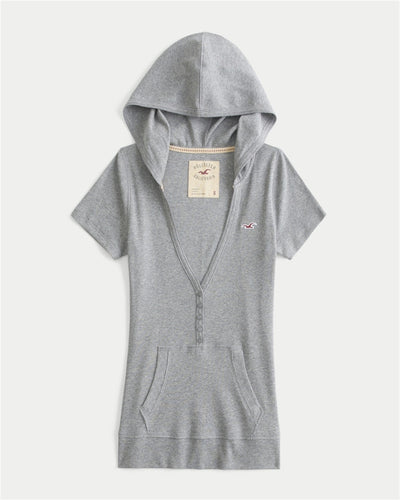 Short-Sleeve Henley Hoodie
