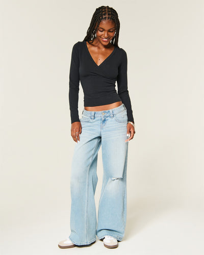 Long-Sleeve Wrap Front Baby Tee