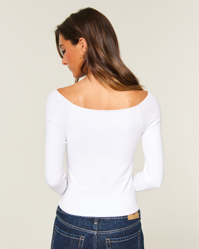 Long-Sleeve Off-the-Shoulder T-Shirt