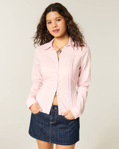 Lace Inset Button-Through Shirt