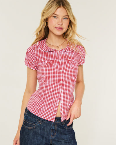 Stretch Poplin Button Front Shirt