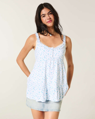 Longline Ruffle Icon Tunic Babydoll Top