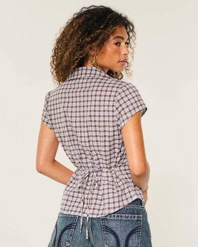 Short-Sleeve Flyaway Ruffle Shirt