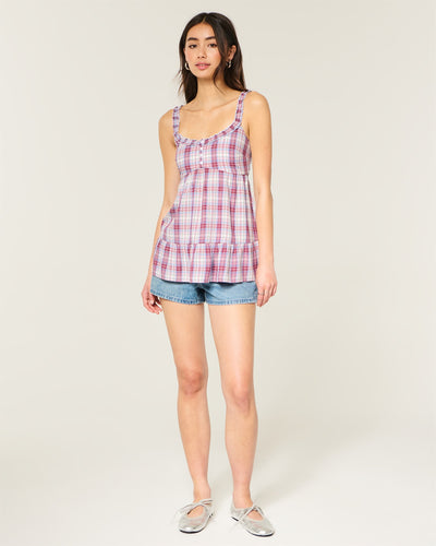 Ruffle Trim Tunic Babydoll Top