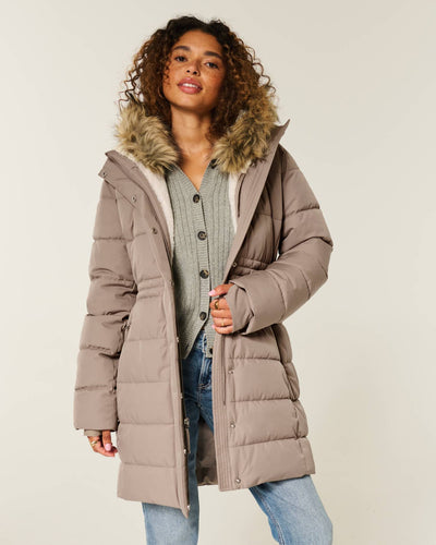 Faux Fur-Lined Puffer Parka