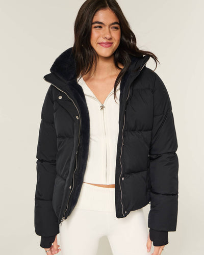 Faux Fur-Lined Puffer Jacket