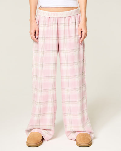 Low-Rise Logo Waist Flannel Pants