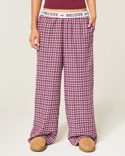 Low-Rise Logo Waist Flannel Pants