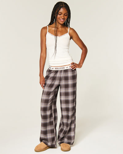 Low-Rise Logo Waist Flannel Pants
