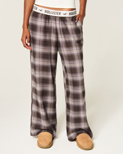 Low-Rise Logo Waist Flannel Pants