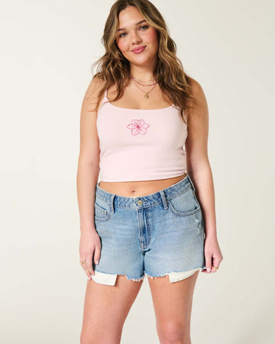 High-Rise Light Wash Denim A-Line Shorts