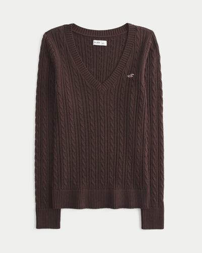 Cable-Knit V-Neck Icon Sweater