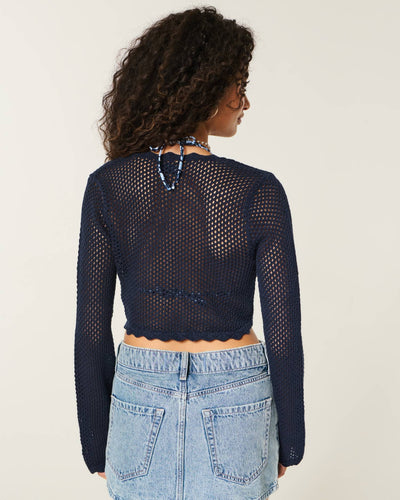 Long-Sleeve Tie Front Shrug