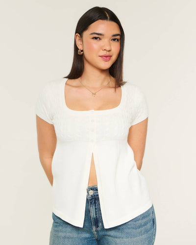 Short-Sleeve Flyaway Babydoll Top