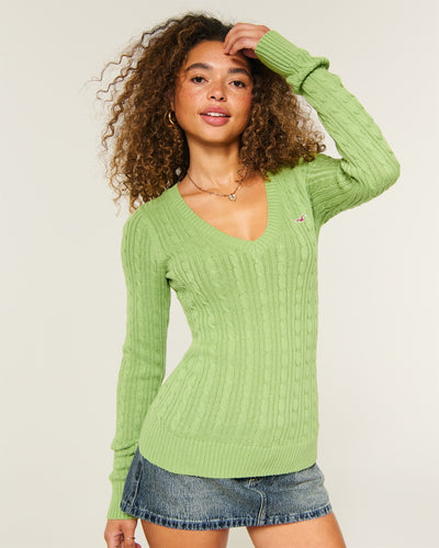 Hollister Ivy Cable-Knit V-Neck Sweater