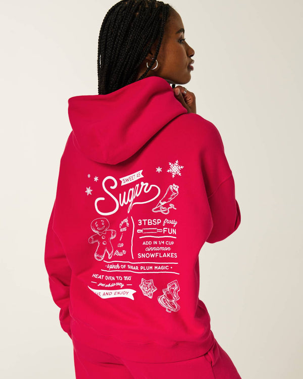 Oversized Candy Cane Graphic Hoodie