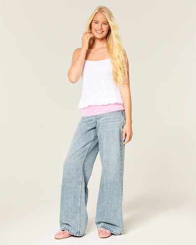 Ultra Low-Rise Foldover Waist Super Baggy Jeans