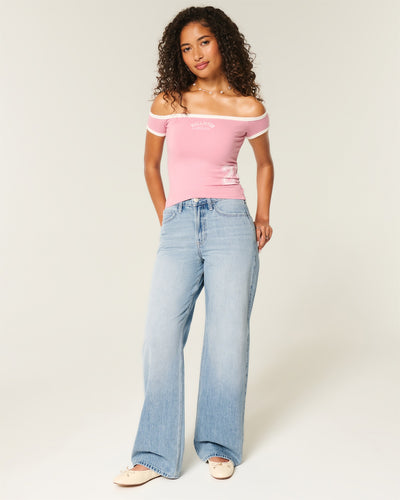 High-Rise Medium Wash Baggy Jeans