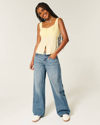 Low-Rise Medium Wash Los Angeles Graphic Baggy Jeans