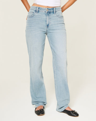 High-Rise Light Wash Straight Jeans