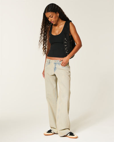 Low-Rise Light Wash Baggy Jeans