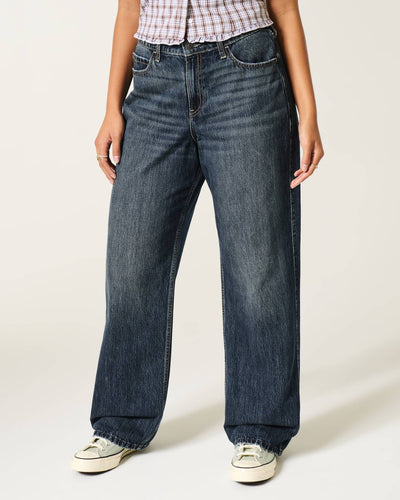 High-Rise Dark Wash Baggy Jeans
