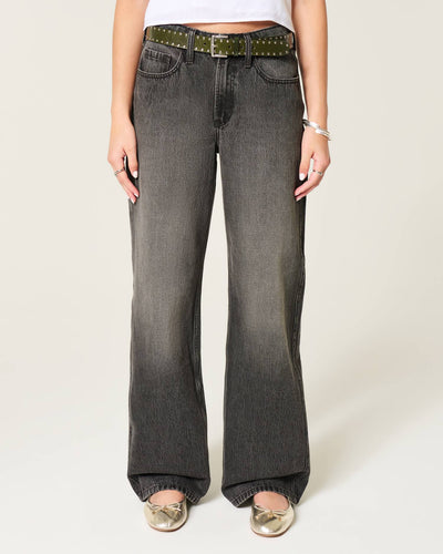 High-Rise Washed Black Baggy Jeans