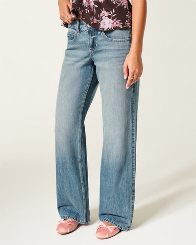 Low-Rise Medium Wash Baggy Jeans