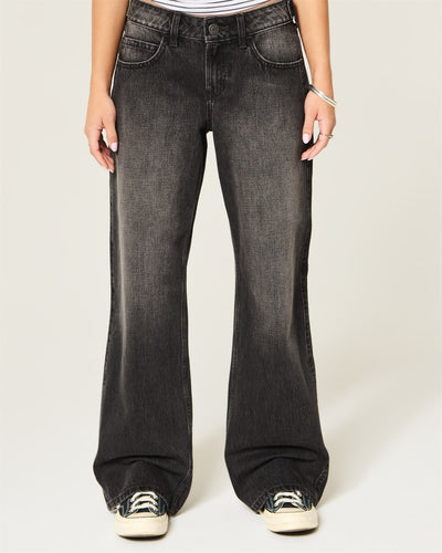 Hollister Andi Adjustable Waist Low-Rise Black Baggy Jeans