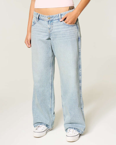 Ultra Low-Rise Light Wash Baggy Jeans