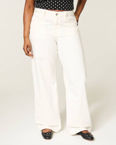 High-Rise White Lightweight Baggy Jeans