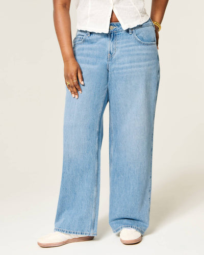 Low-Rise Medium Wash Baggy Jeans