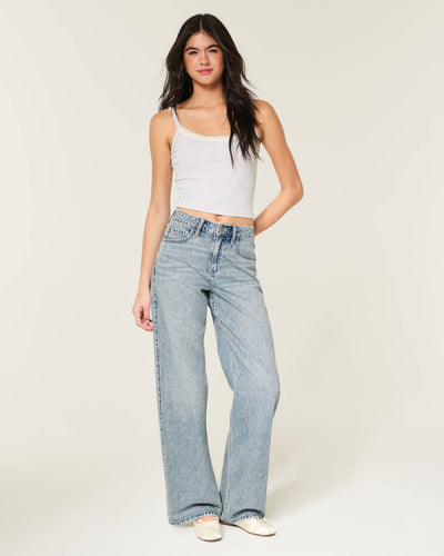 High-Rise Light Wash Lightweight Baggy Jeans