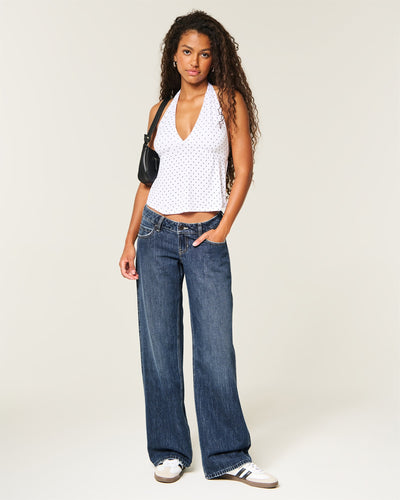Ultra Low-Rise Dark Wash Baggy Jeans