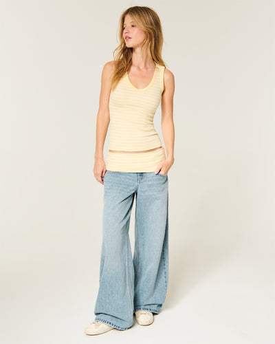 Ultra Low-Rise Foldover Waist Super Baggy Jeans