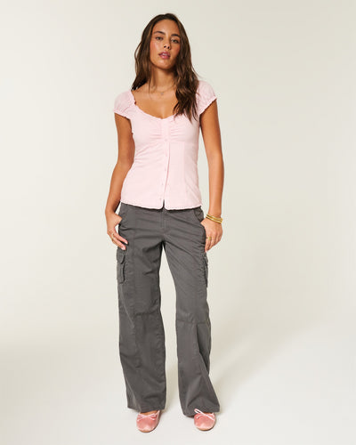 Adjustable Waist Low-Rise Baggy Cargo Pants