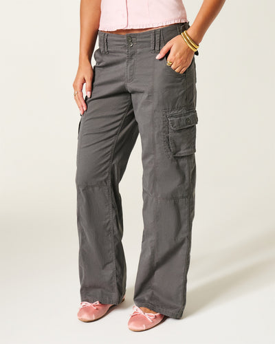 Adjustable Waist Low-Rise Baggy Cargo Pants