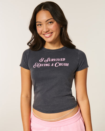 I Survived Having a Crush Graphic Baby Tee