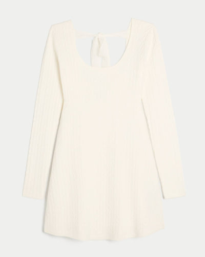 Tie Back Babydoll Sweater Mini Dress