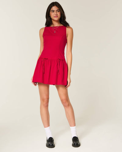 High-Neck Drop Waist Skort Dress