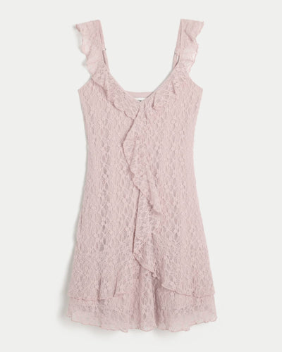 Lace Ruffle Mini Dress