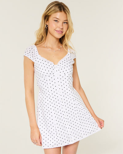 Cap Sleeve Button Shirt Dress