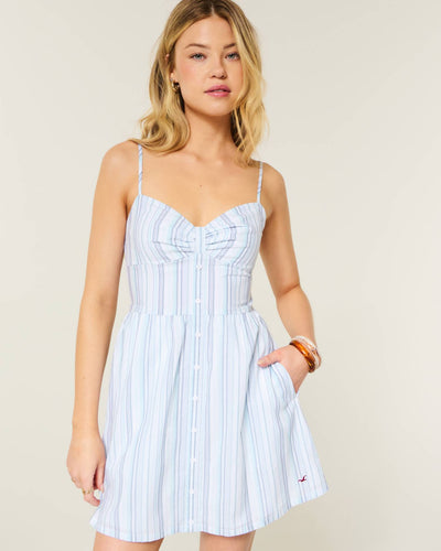 Button Front Woven Mini Dress