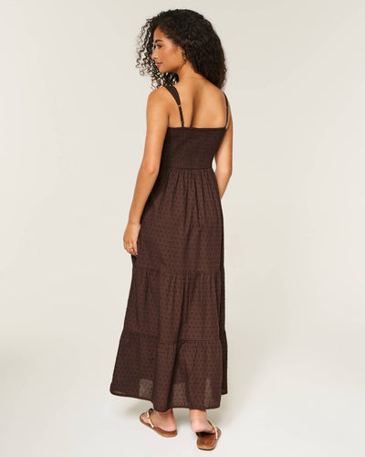 Cinch Front Smocked Waist Maxi Dress