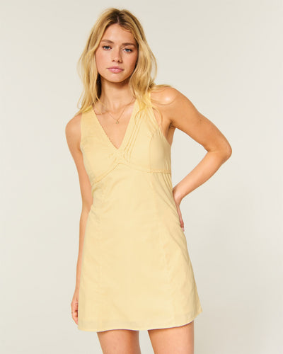 Lace Trim Mini A-Line Dress