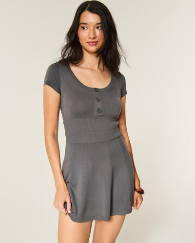 Short-Sleeve Sweater Mini Dress